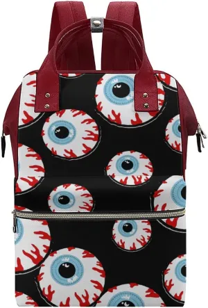 Bloodshot Eyeball Wide Open Designed Diaper Bag Waterproof Mommy Bag Multi-Function Travel Backpack Tote Bags