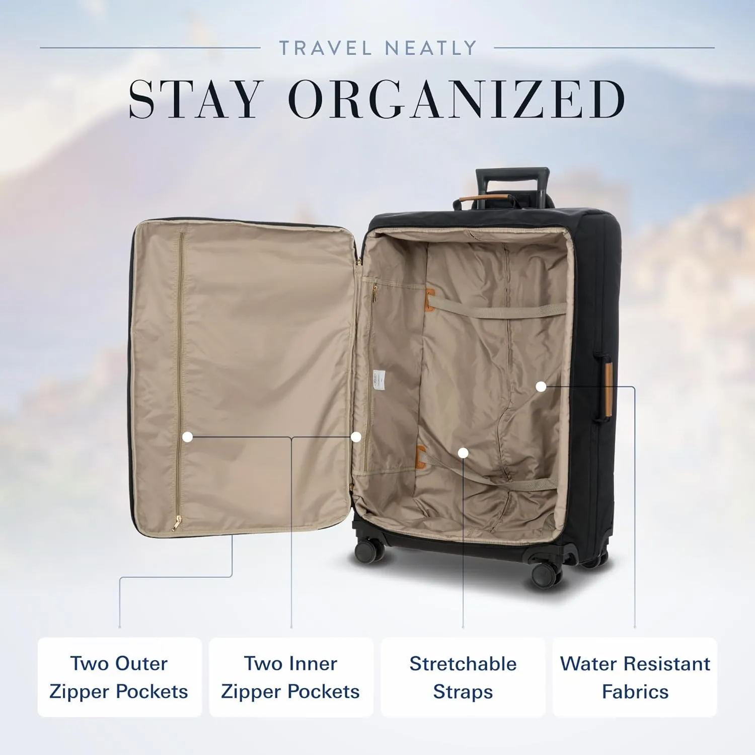 Bric's X-Bag Large Spinner with Frame - 30 Inch - Suitcases with Wheels - Checked Luggage - Black
