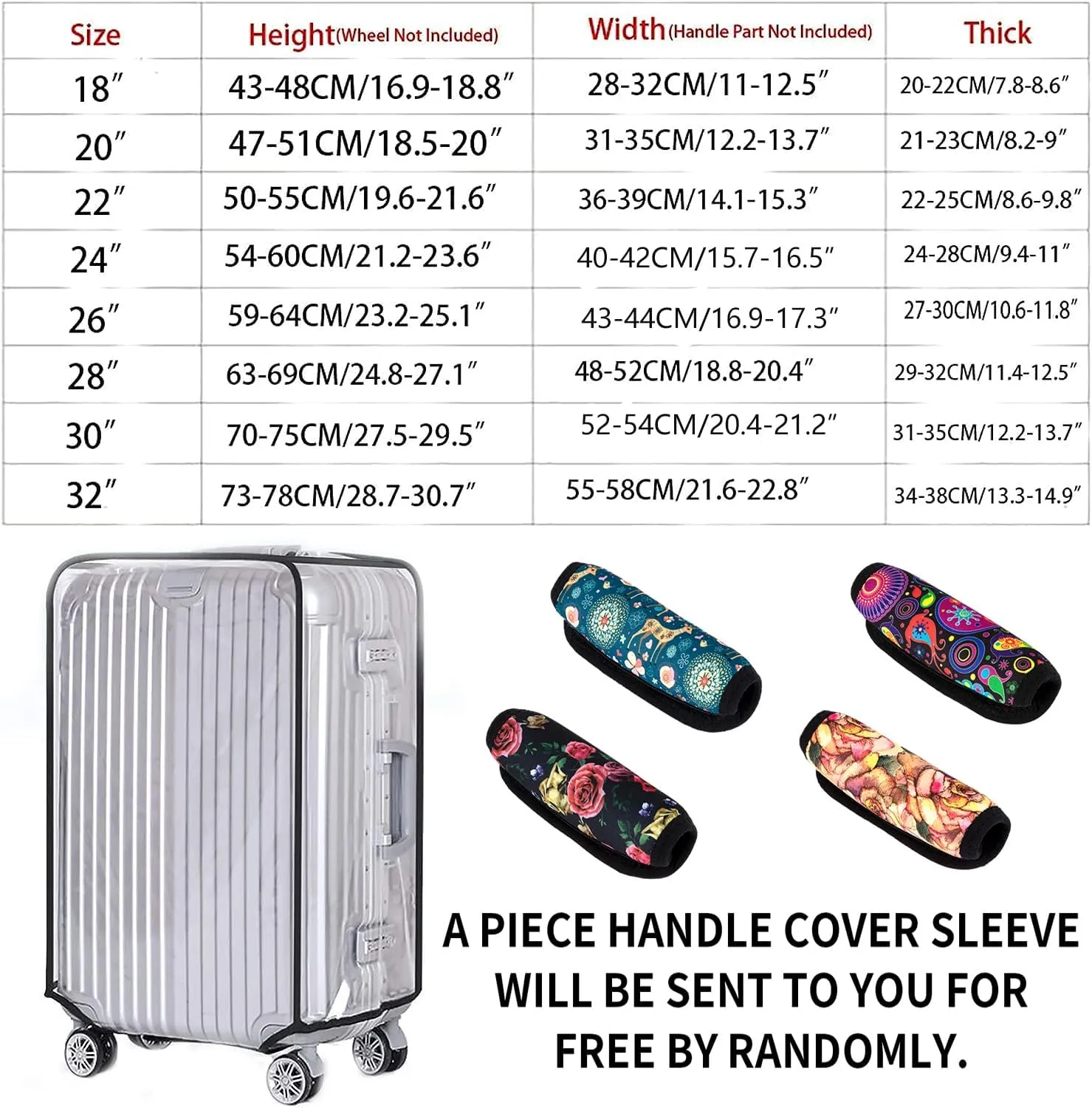 bvya 2 Pcs a Set, Luggage Protector Suitcase Cover PVC Bag Dust Proof Travel Suitcase with Luggage Handle Wrap By Randomly Sent