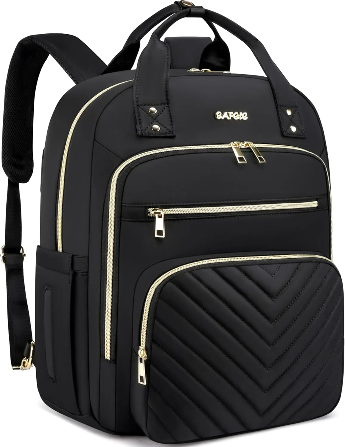 CAFELE Convertible 17.3 Inch Laptop Backpack for Women, Water Resistant Travel Work Black Backpacks Purse Business Teacher Nurse Computer Bag with USB Port,Quilted Black(2325H-01)