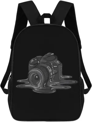 Camera Melt Casual Backpack 17 Inch Travel Hiking Laptop Business Bag Unisex Gift for Outdoor Work Camping