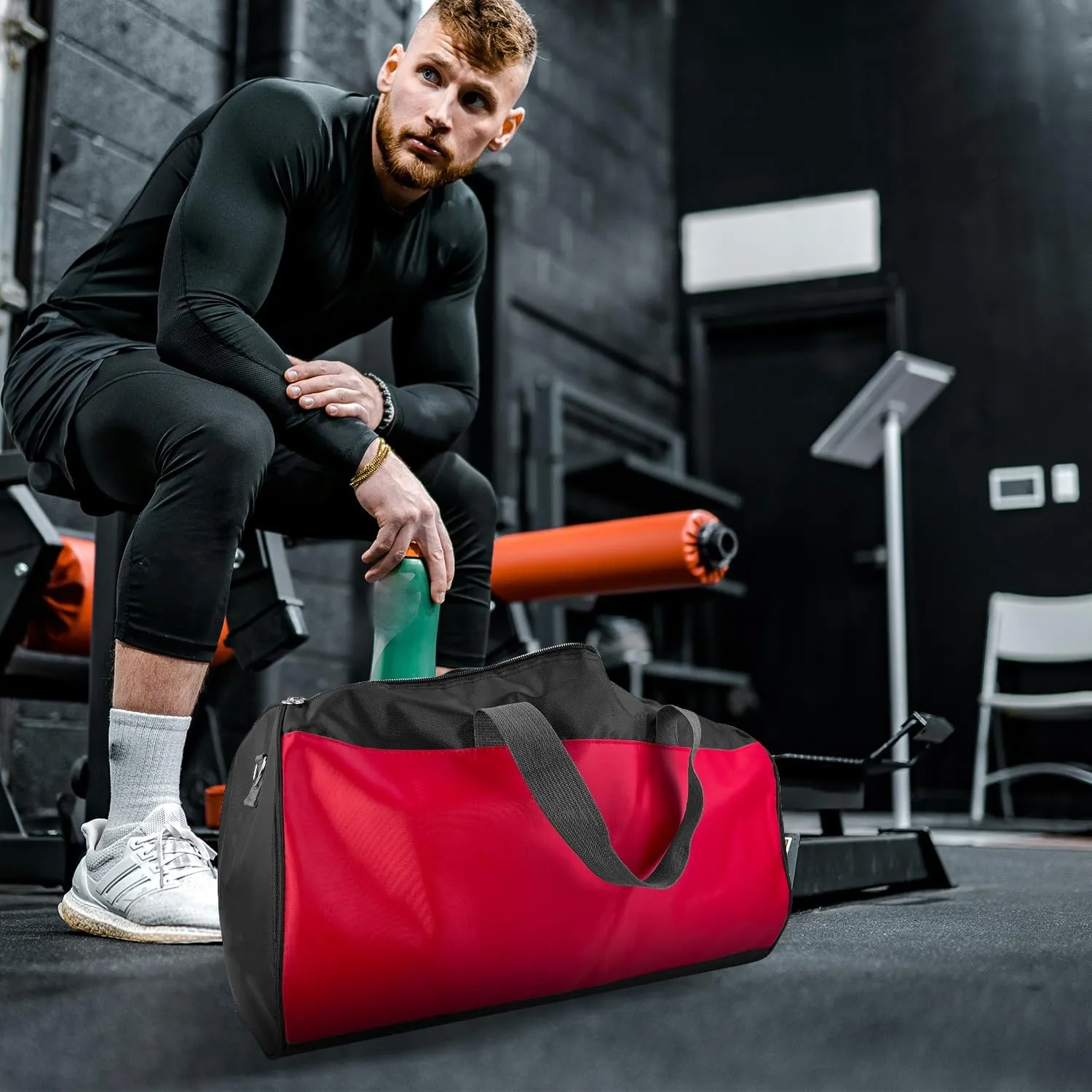 C&F BOGMOST Travel Duffel Bag Large Foldable Waterproof Gym Bag for Gym Beach Swim Bag Men Women Duffle Bag Lightweight Oxford Cloth Sports Bag -Red