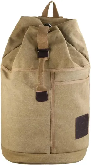 Carry On Backpack Sport Large Capacity Travel Backpacks Male Luggage Canvas Bucket Shoulder Bag Man Hiking Duffle Bags(Khaki,33x55x33cm)