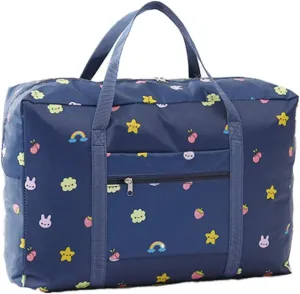 Carry-on Bag Foldable Flight Bag Travel Duffel Bag Travel Luggage Bag Lightweight Travel Luggage Duffle Tote Bag Waterproof Luggage Organizer Storage (Navy Blue Rainbow)