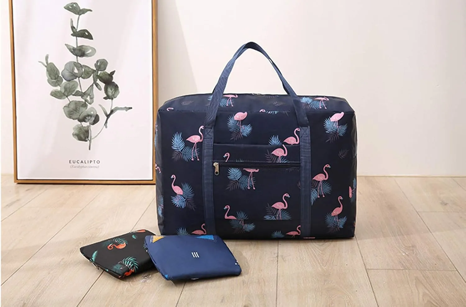 Carry-on Bag Foldable Flight Bag Travel Duffel Bag Travel Luggage Bag Lightweight Travel Luggage Duffle Tote Bag Waterproof Luggage Organizer Storage (Navy Blue Rainbow)