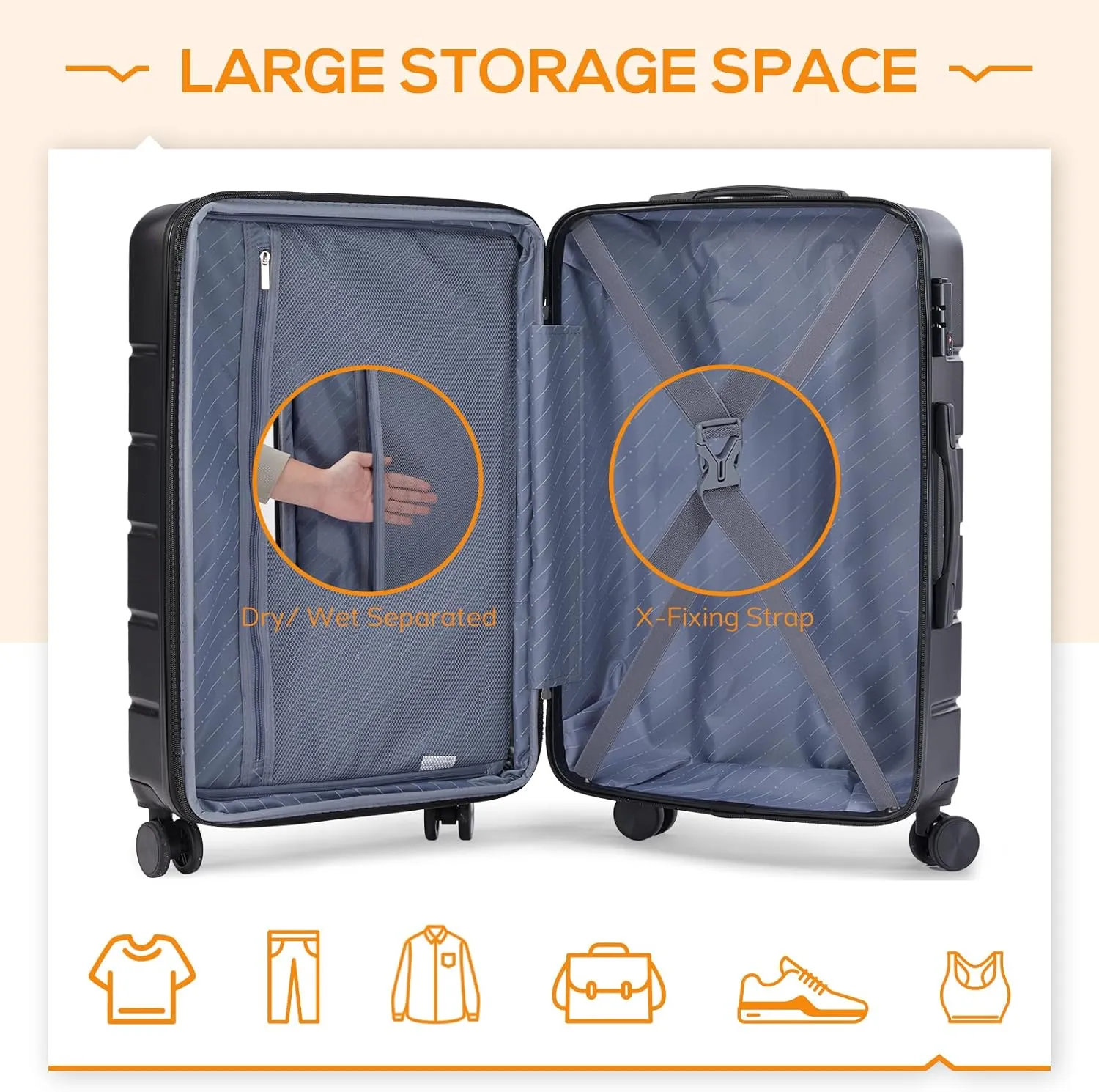 Carry-On Luggage, 20 inch Hard Shell Rolling Suitcase for Travel Expandable Lightweight with Spinner Wheels TSA Lock