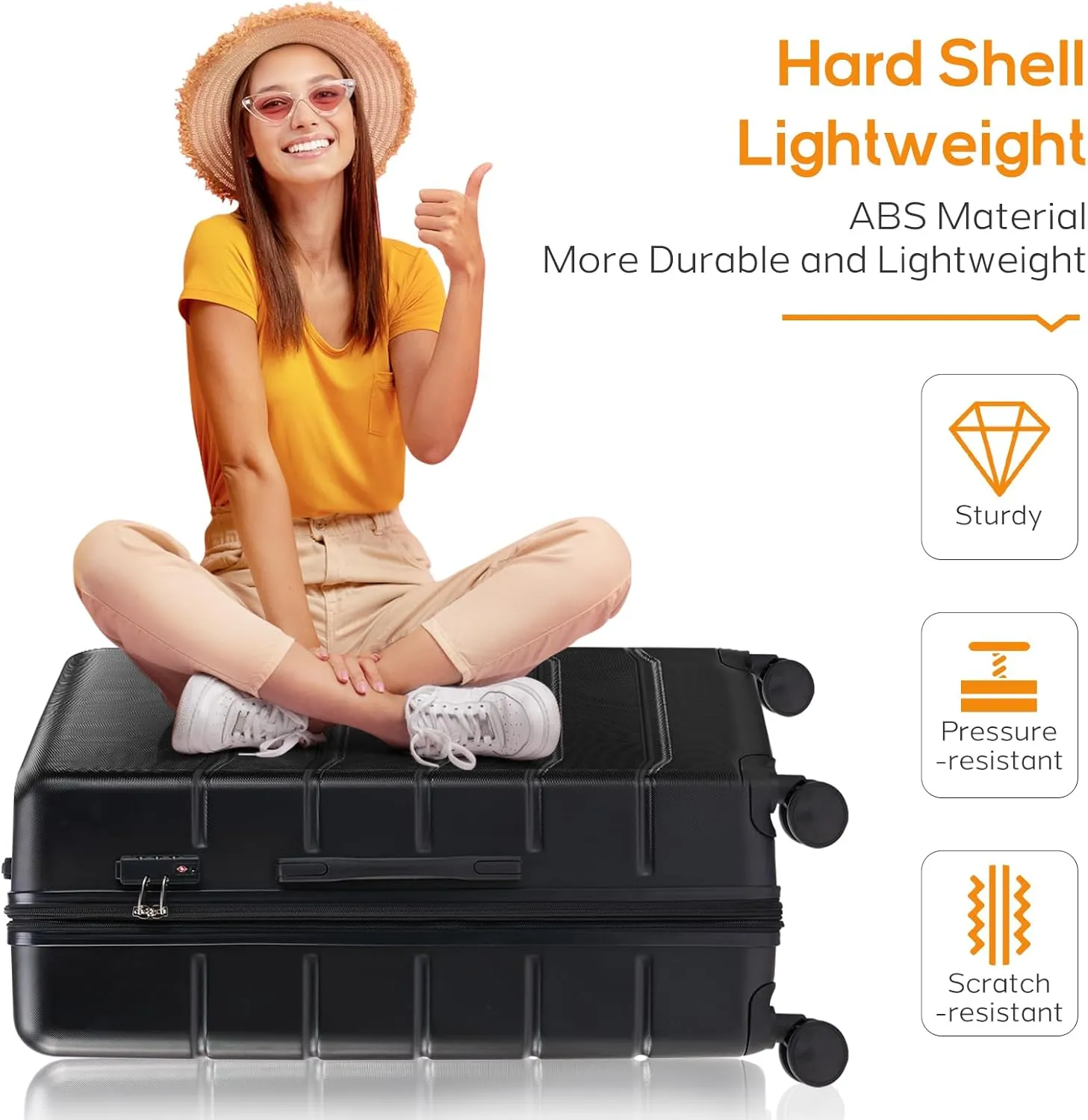 Carry-On Luggage, 20 inch Hard Shell Rolling Suitcase for Travel Expandable Lightweight with Spinner Wheels TSA Lock