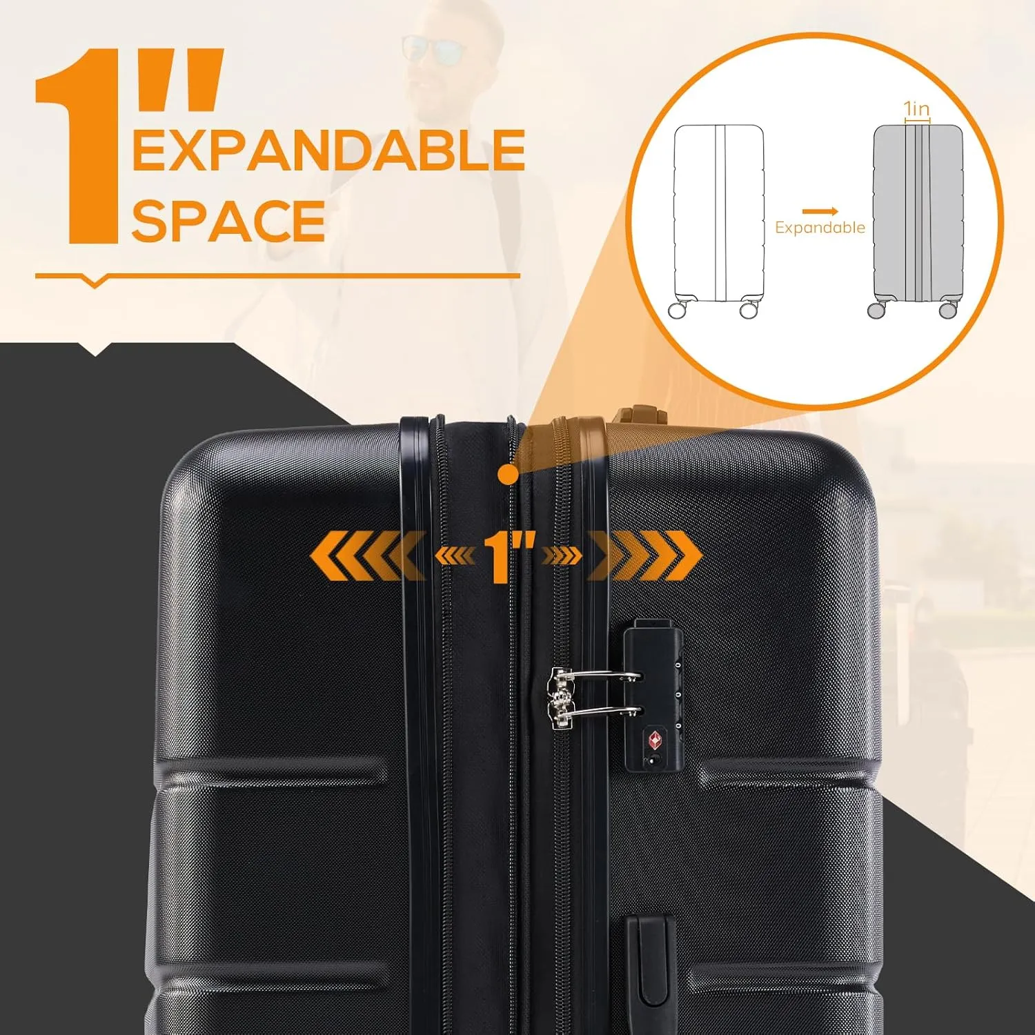 Carry-On Luggage, 20 inch Hard Shell Rolling Suitcase for Travel Expandable Lightweight with Spinner Wheels TSA Lock