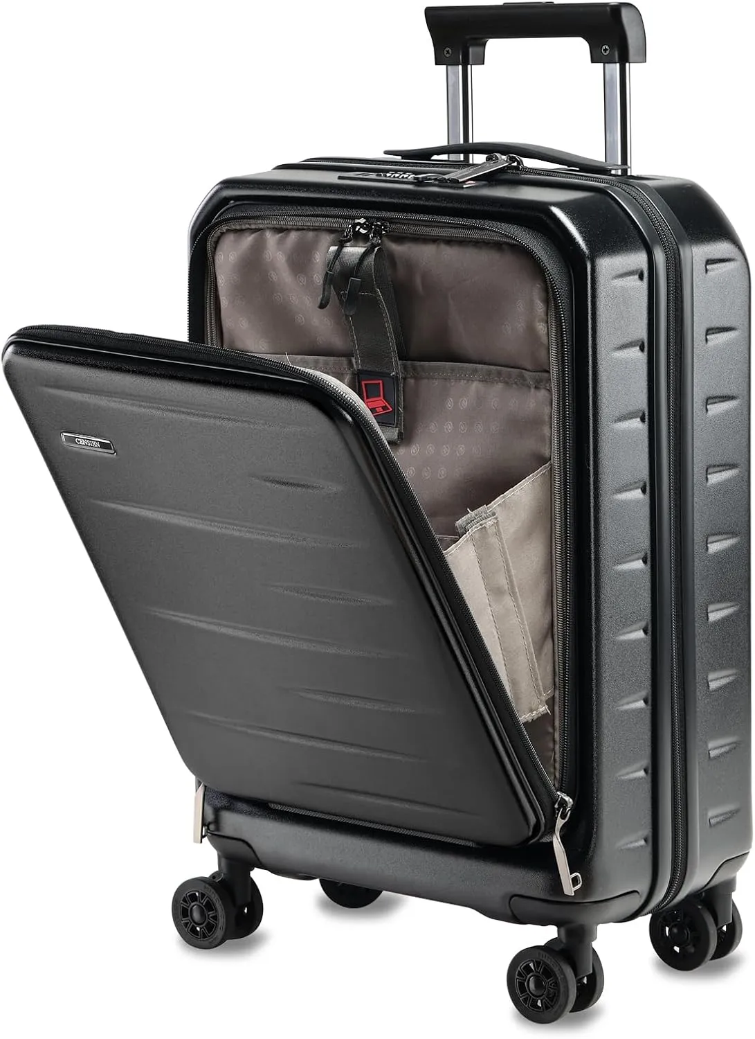 Carry On Luggage 22×14×9 Airline Approved, 20 Inch Lightweight ABS PC Hard Shell Suitcases with Front Pocket, Spinner Wheels, TSA Lock (Black, 1PC)