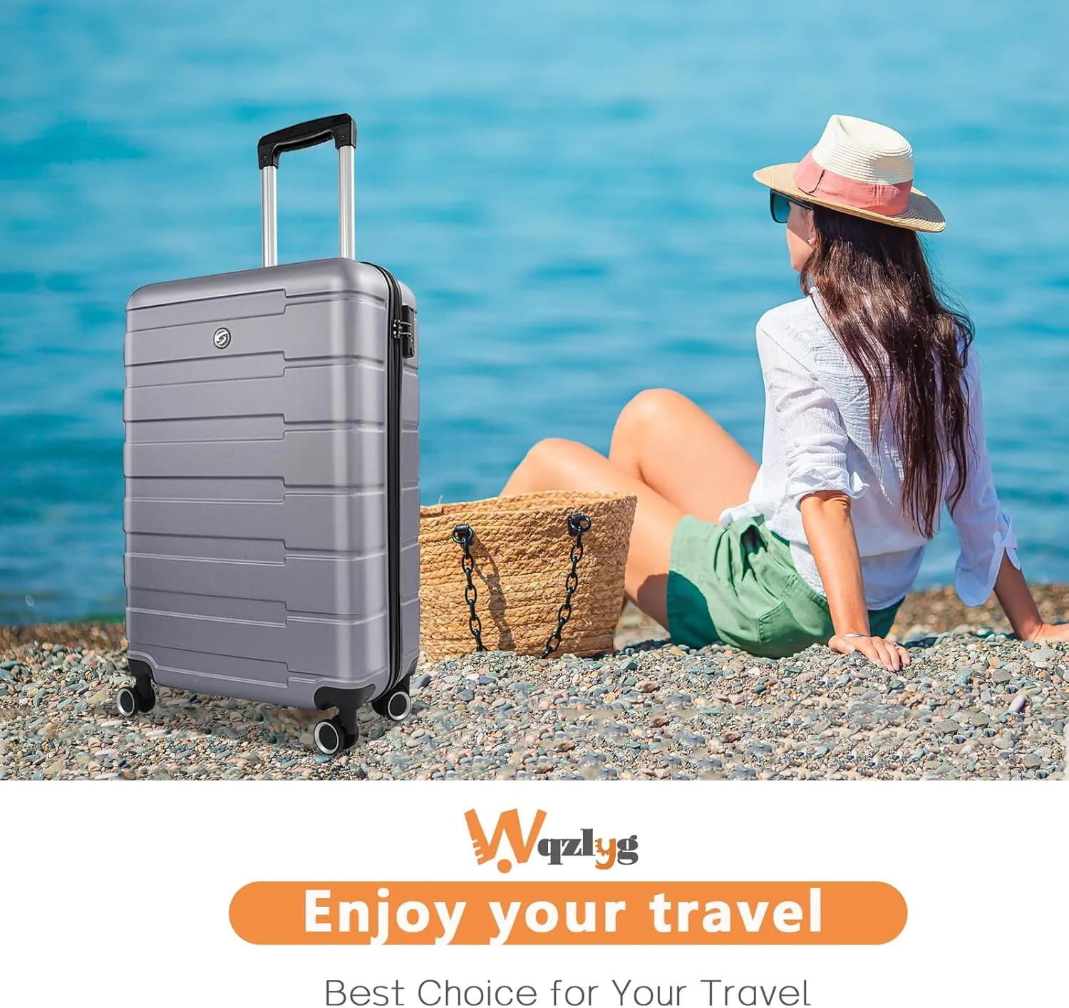 Carry On Luggage with Wheels,20 inch Hard Shell Rolling Suitcase for Travel,Lightweight Small Carry-On Luggage for Plane,Silver&Grey
