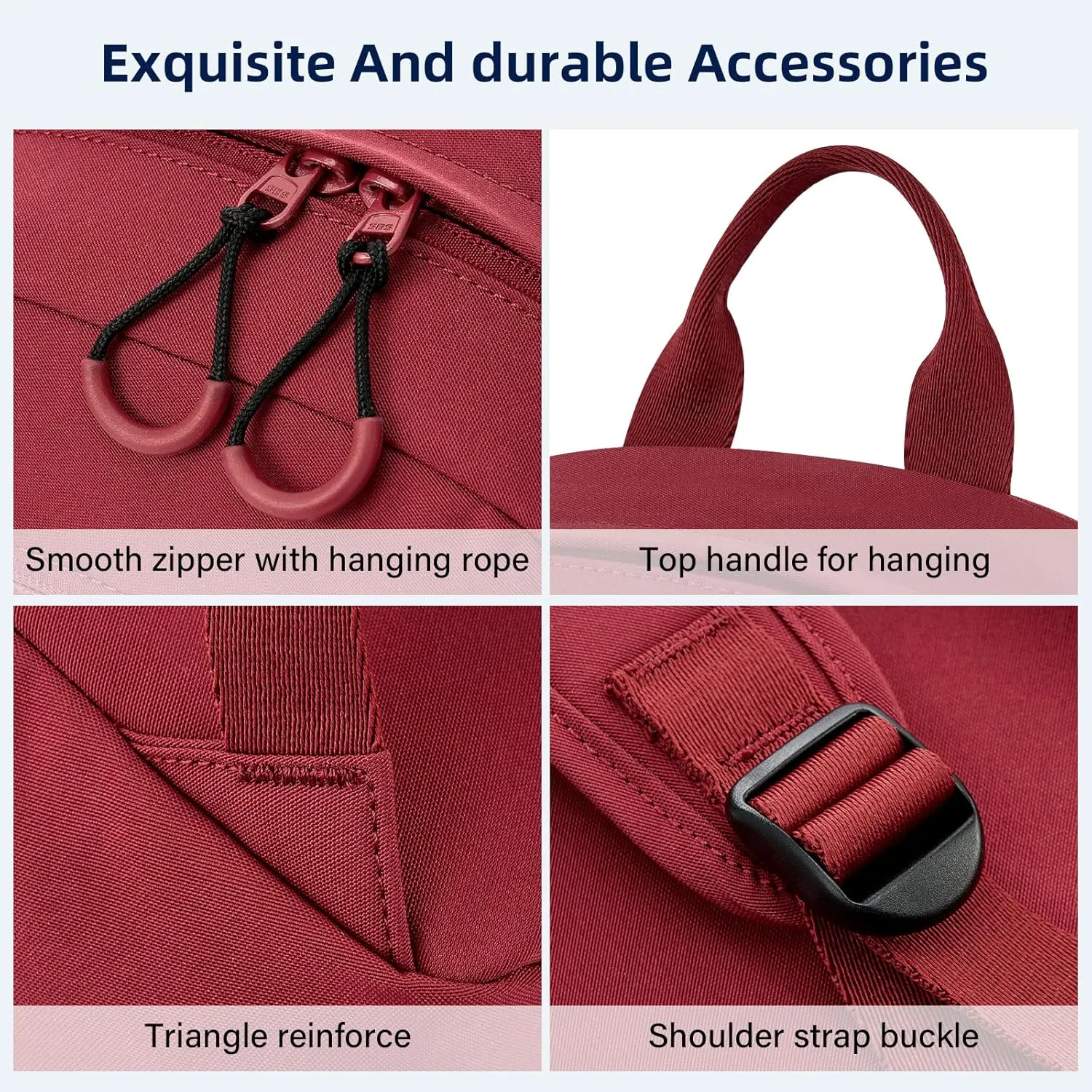 Carry On Travel Backpack For Men Women, 13 Inch Small Mini Work Bag Personal Item Backpacks, Camping Back Pack Lightweight Hiking Daypack For Office Nurse Commuter (Burgundy)