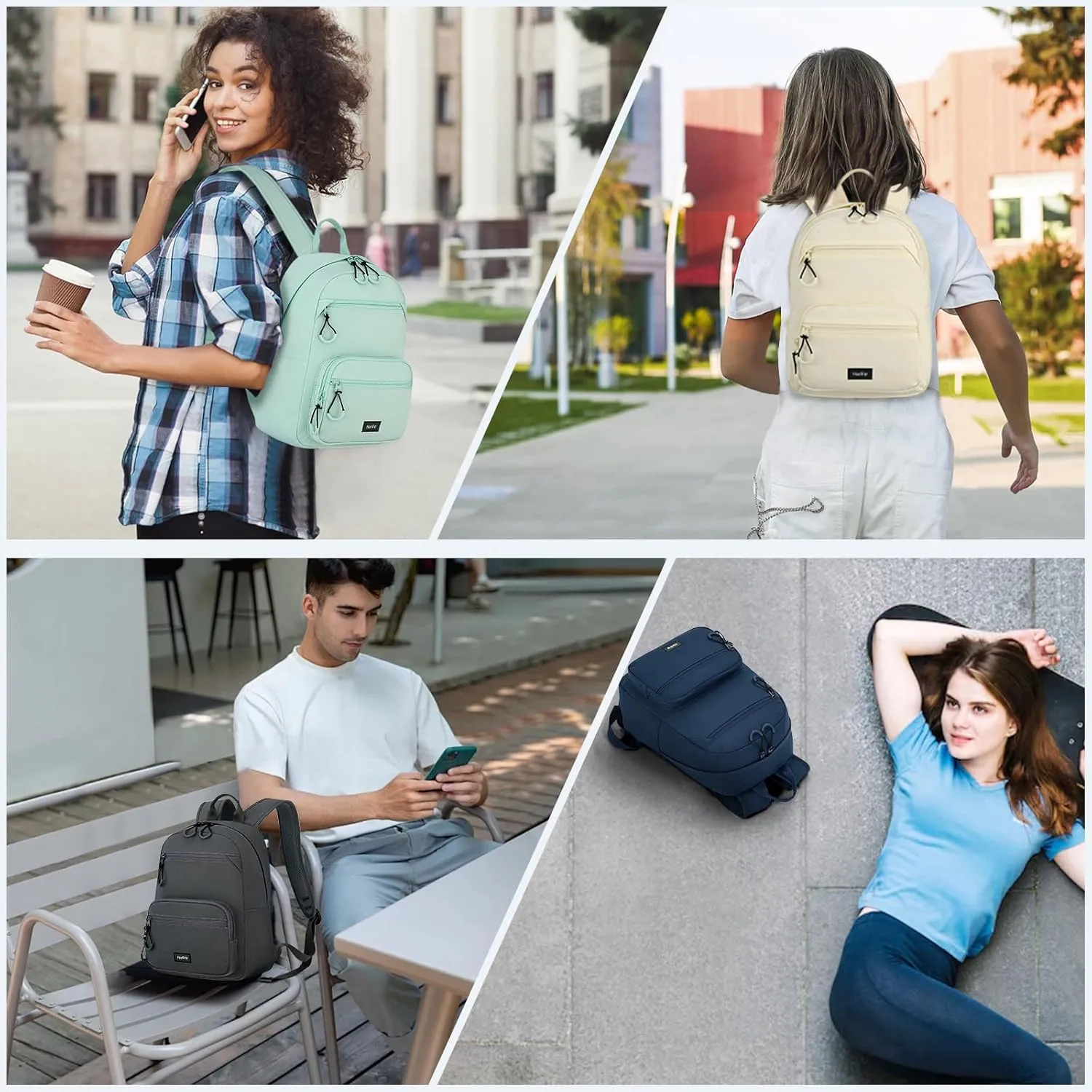 Carry On Travel Backpack For Men Women, 13 Inch Small Mini Work Bag Personal Item Backpacks, Camping Back Pack Lightweight Hiking Daypack For Office Nurse Commuter (Offwhite)