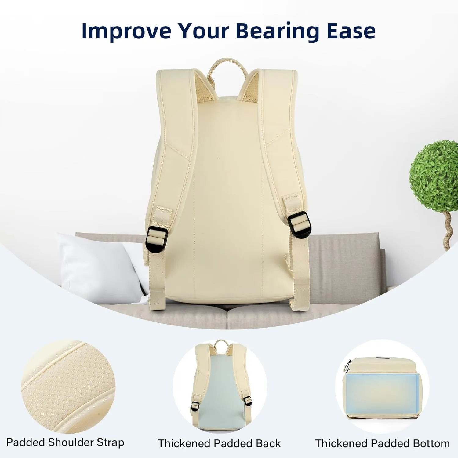 Carry On Travel Backpack For Men Women, 13 Inch Small Mini Work Bag Personal Item Backpacks, Camping Back Pack Lightweight Hiking Daypack For Office Nurse Commuter (Offwhite)