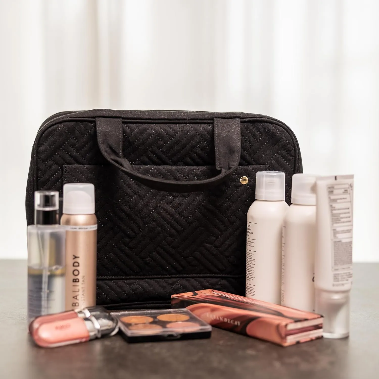 Carrywell (Not Made In China) Hanging Toiletry Bag For Women, Toiletries Bag, Travel Make Up Organizer, Water-Resistant Case For Cosmetics, Makeup and Brushes(Black, Large)