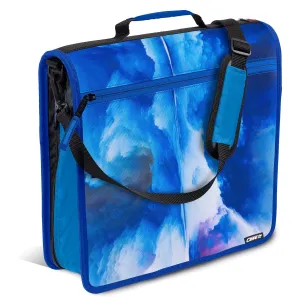 Case-it The Print Mighty Zip Tab Zipper Binder - 3 Inch O-Rings - 5 Color Tab Expanding File Folder - Multiple Pockets - 600 Sheet Capacity - Comes with Shoulder Strap - Glacier D-146-P