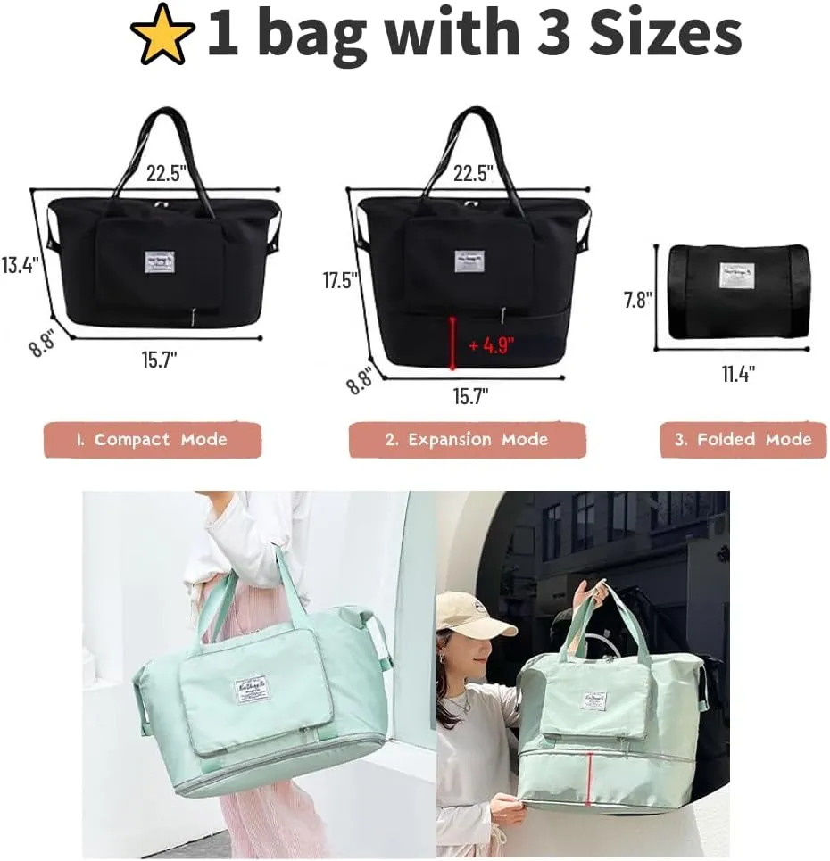 Casual Travel Makeup Bag, Foldable and Expandable Large Capacity Toiletry Travel Bag with Dividers, Makeup Organizer (green)