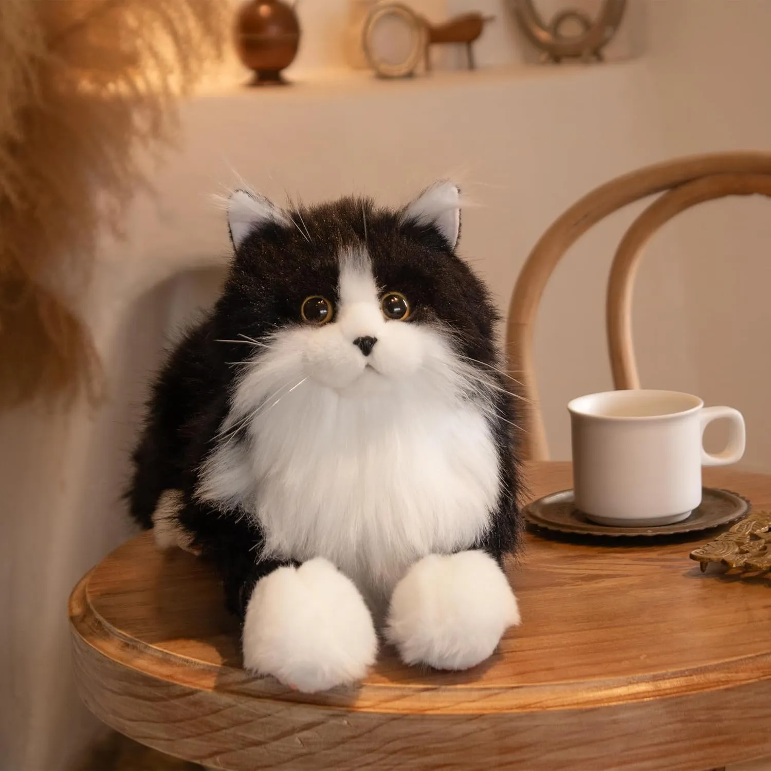 Chongker Stuffed Animals Handmade Realistic Cat Plush Toy Companion Pet for Elderly Adults Women Kids Cat Lover Surprise Gifts for Anniversary Birthday