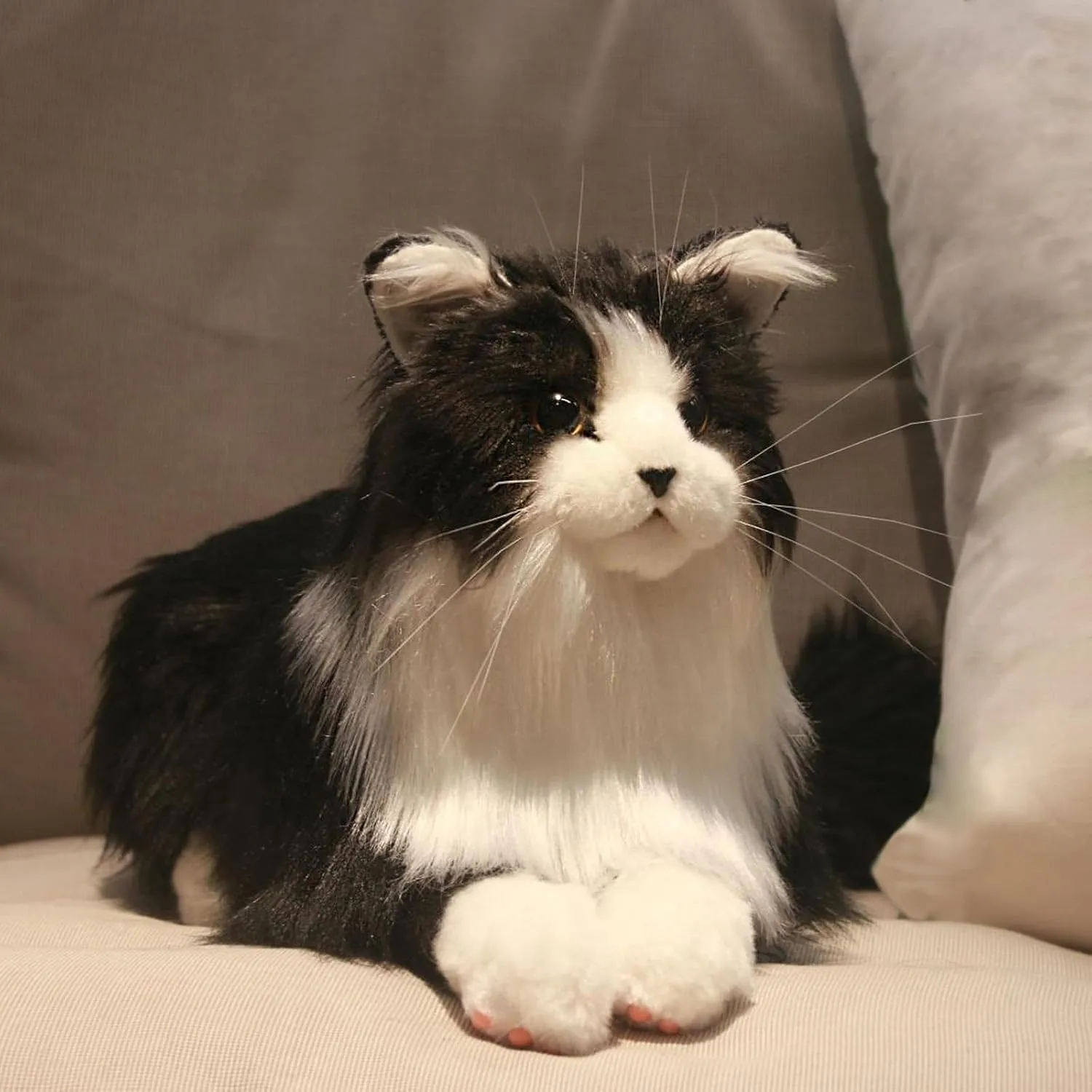 Chongker Stuffed Animals Handmade Realistic Cat Plush Toy Companion Pet for Elderly Adults Women Kids Cat Lover Surprise Gifts for Anniversary Birthday