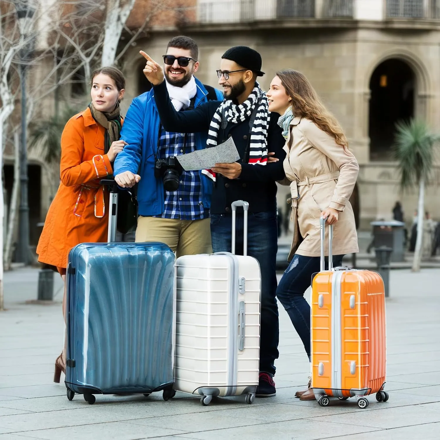 Clear Luggage Cover 20 Inch 2 Pack,Transparent PVC Anti-scratch,Waterproof,Dustproof Travel Suitcase Cover for Wheeled Luggage