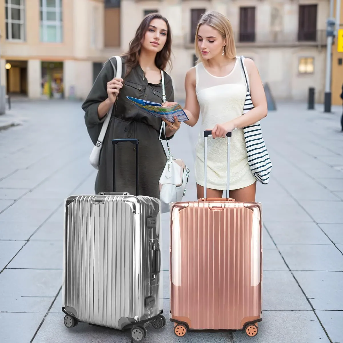 Clear Luggage Cover 20 Inch 2 Pack,Transparent PVC Anti-scratch,Waterproof,Dustproof Travel Suitcase Cover for Wheeled Luggage
