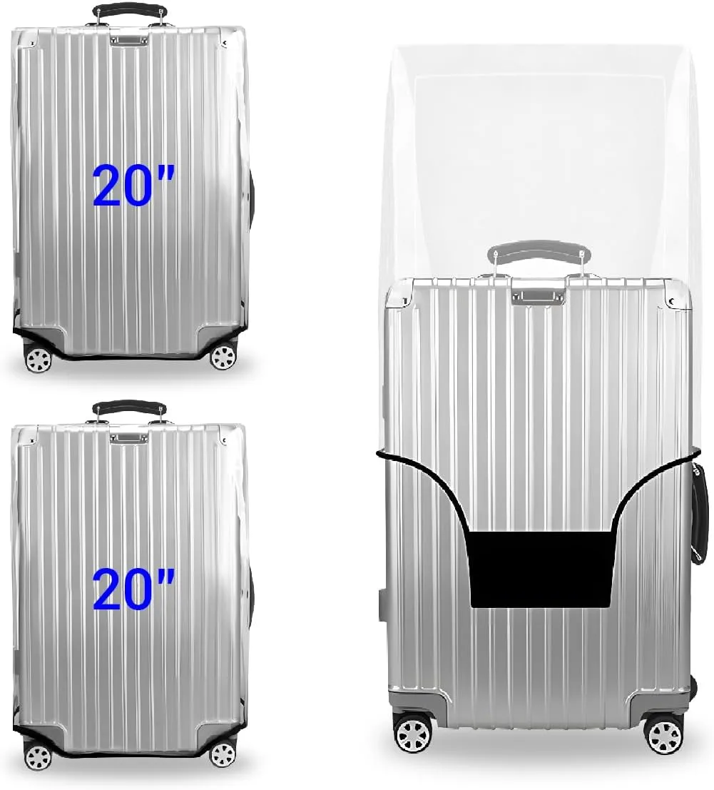 Clear Luggage Cover 20 Inch 2 Pack,Transparent PVC Anti-scratch,Waterproof,Dustproof Travel Suitcase Cover for Wheeled Luggage