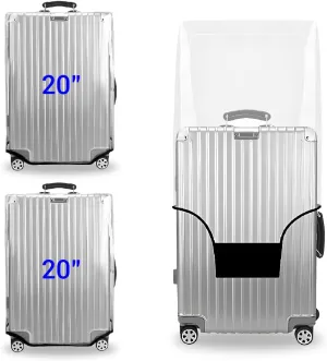 Clear Luggage Cover 20 Inch 2 Pack,Transparent PVC Anti-scratch,Waterproof,Dustproof Travel Suitcase Cover for Wheeled Luggage