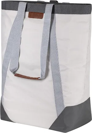 CleverMade Backpack Laundry Bag Tote with Comfortable Shoulder Straps - Extra Large Capacity Polyester Clothes Hamper with Premium Handles and an Inner Zipper Storage Pocket for Valuables, Cream