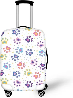 Colorful Dog Paw01 Suitcase Covers Protectors Luggage Protector Suitcase Cover for Women Gifts for Travelers Women Personalized Luggage Cover for Suitcase Suit Case Protection-L