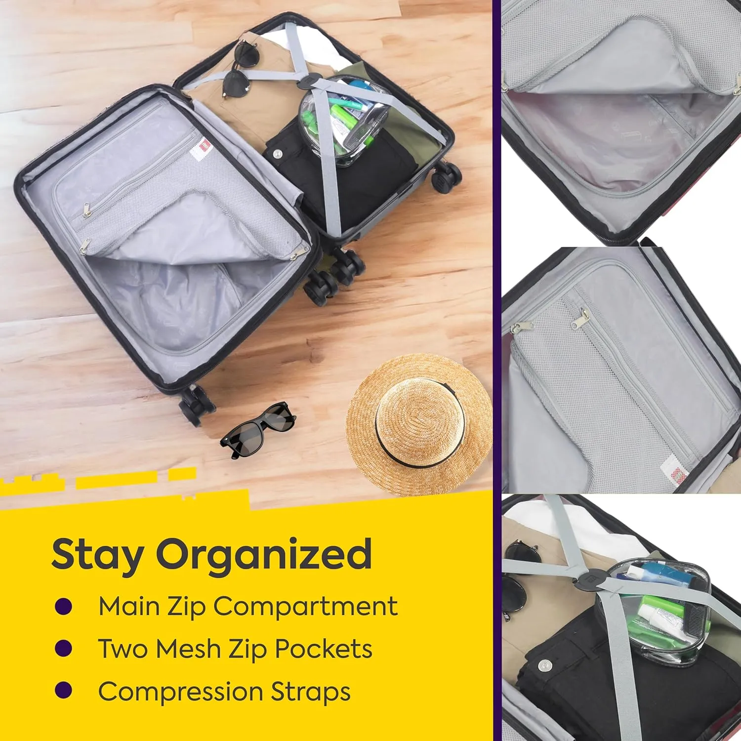 Concept One LEGO 22 Inch Carry On Luggage, Signature Trolley Expandable Hardshell Rolling Suitcase with Spinner Wheels, Black