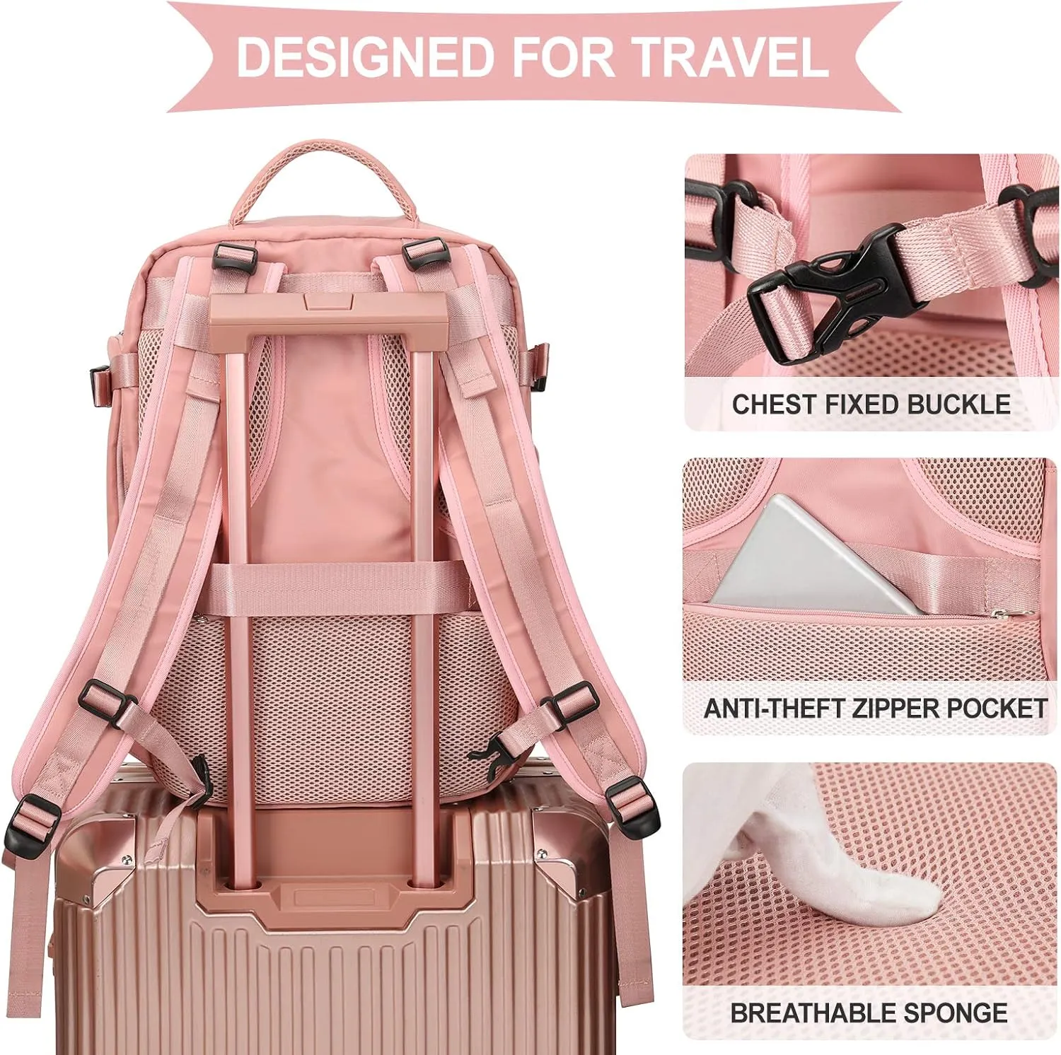 coowoz Large Travel Backpack For Women Men,Carry On Backpack,Hiking Backpack Waterproof Outdoor Sports Rucksack Casual Daypack Travel Essentials