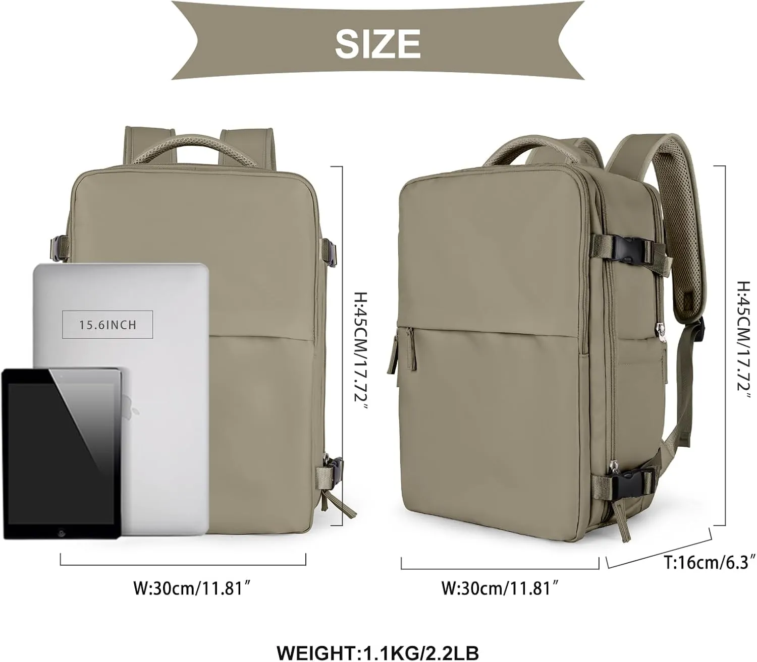 coowoz Travel Backpack For Women Men Airline Approved,Carry On Backpack,Large Hiking Backpack Waterproof Outdoor Sports Rucksack Casual Daypack Fit 15.6 Inch Laptop Backpack College Backpack(Coffee)