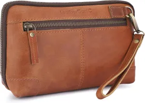 Cosmetics Case Travel Organizer Pouch Portable Tech Bag with Zipper Closure Leather Toiletry Bag for Men & Women Cord Storage Case Large Dopp Kit Makeup Bag Handbag Organizer