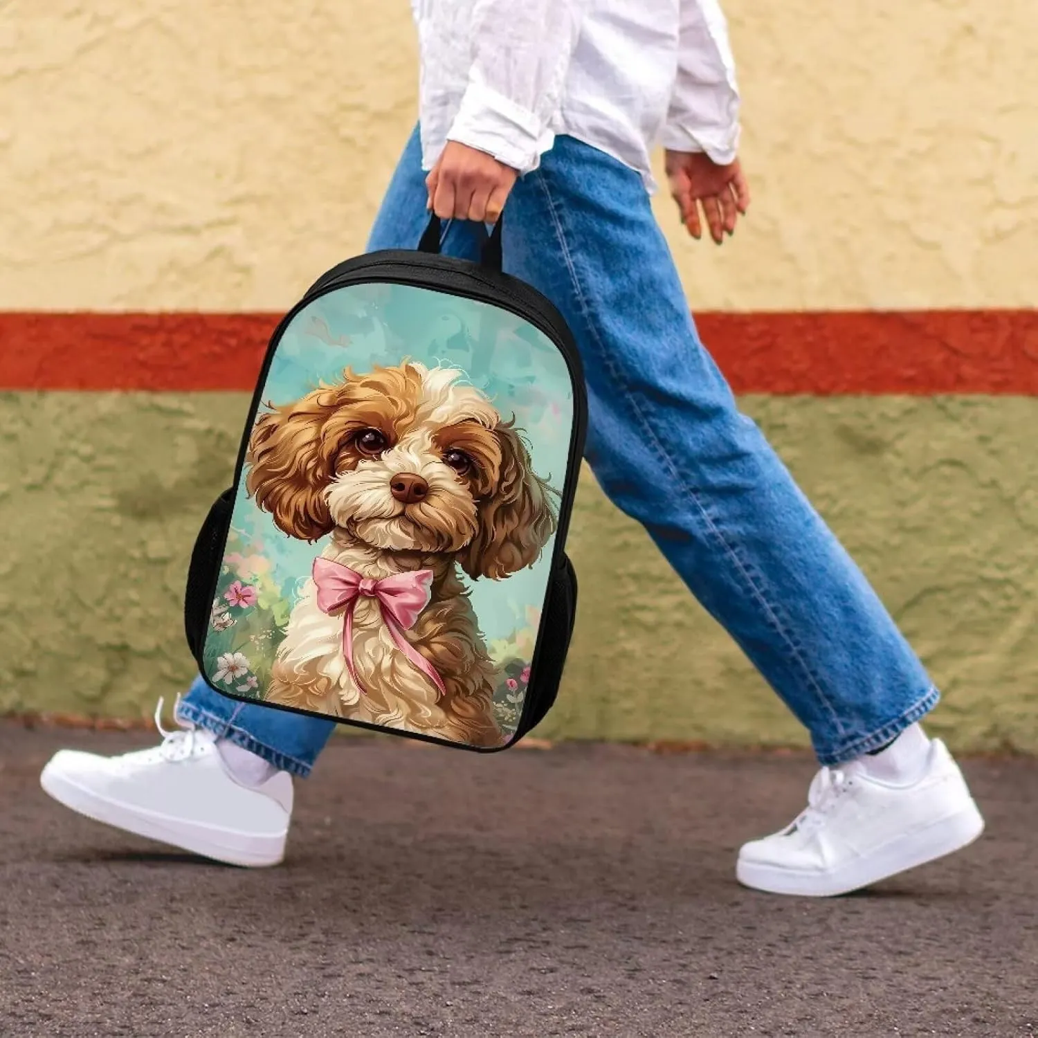 Cozeyat Cute Dog Design Large Capacity Backpack for Primary Students,Durable School Bag with Zipper for Boy Girls,Outdoor Travel Storage Bags