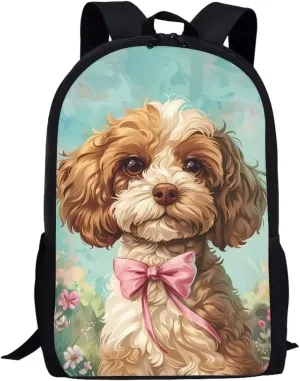 Cozeyat Cute Dog Design Large Capacity Backpack for Primary Students,Durable School Bag with Zipper for Boy Girls,Outdoor Travel Storage Bags