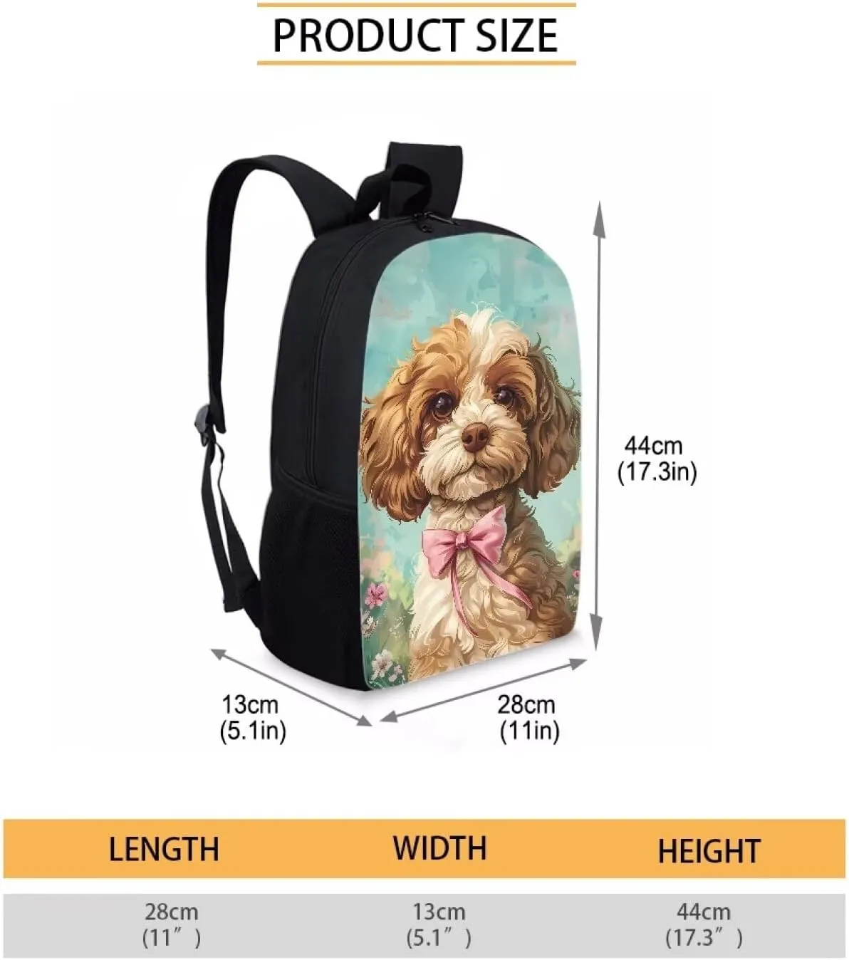Cozeyat Cute Dog Design Large Capacity Backpack for Primary Students,Durable School Bag with Zipper for Boy Girls,Outdoor Travel Storage Bags