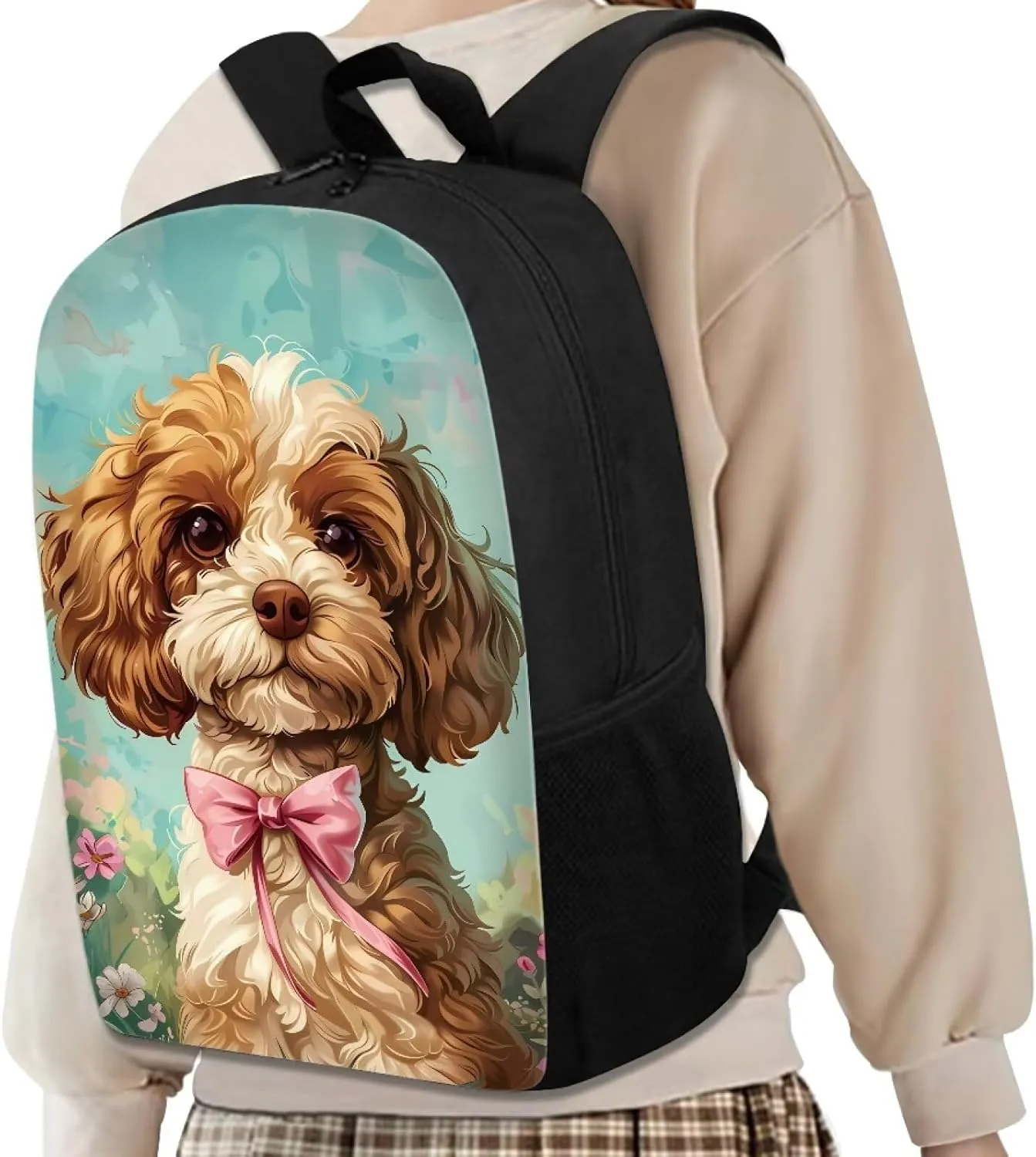 Cozeyat Cute Dog Design Large Capacity Backpack for Primary Students,Durable School Bag with Zipper for Boy Girls,Outdoor Travel Storage Bags