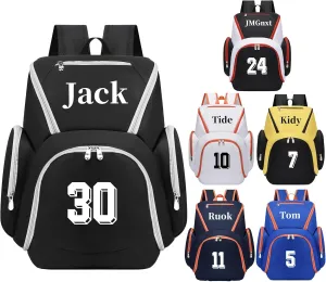 Custom Basketball Bag for Boys - Waterproof Backpack with Adjustable Straps, Personalized Name & Logo for Sports, Gym,Travel