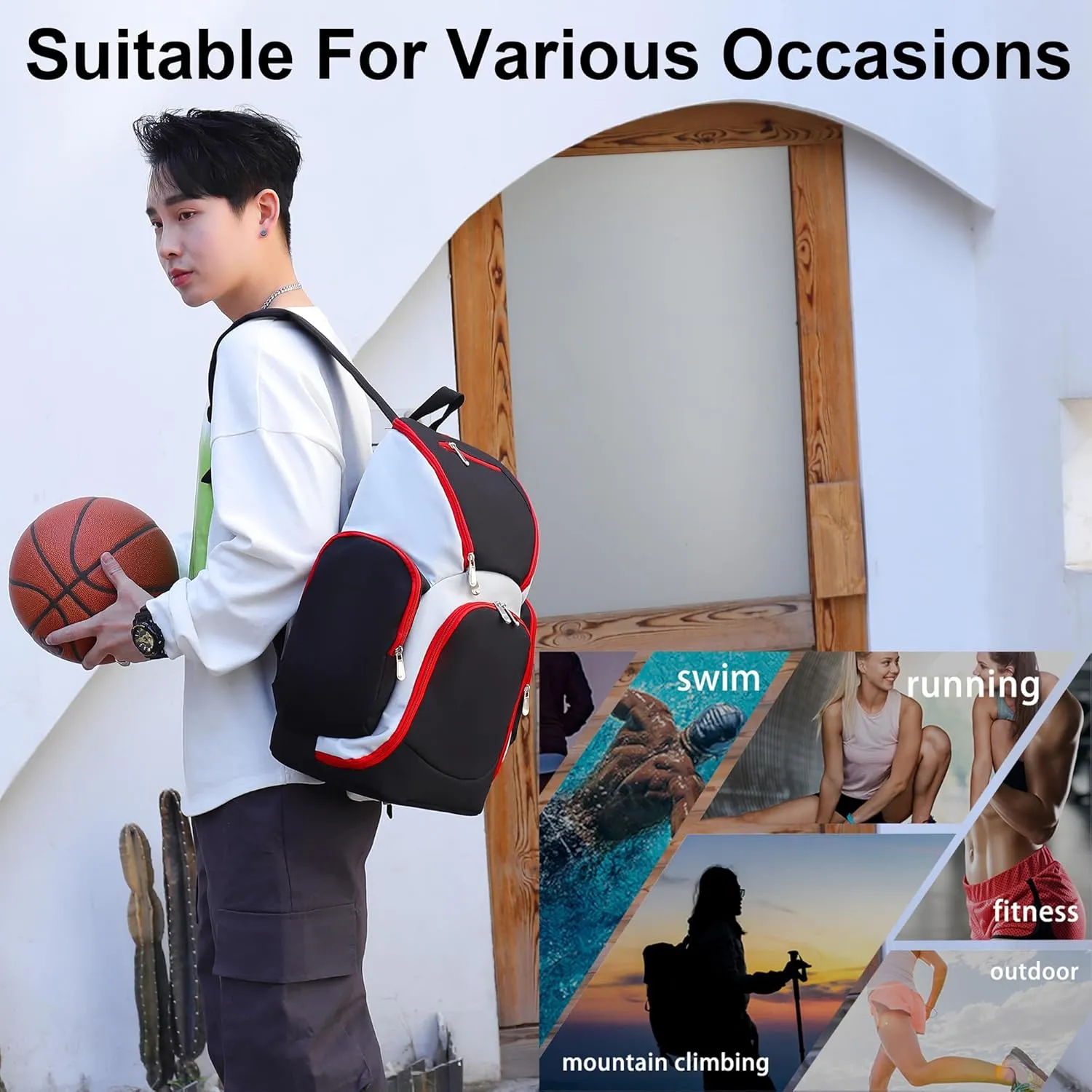 Custom Basketball Bag for Boys - Waterproof Backpack with Adjustable Straps, Personalized Name & Logo for Sports, Gym,Travel