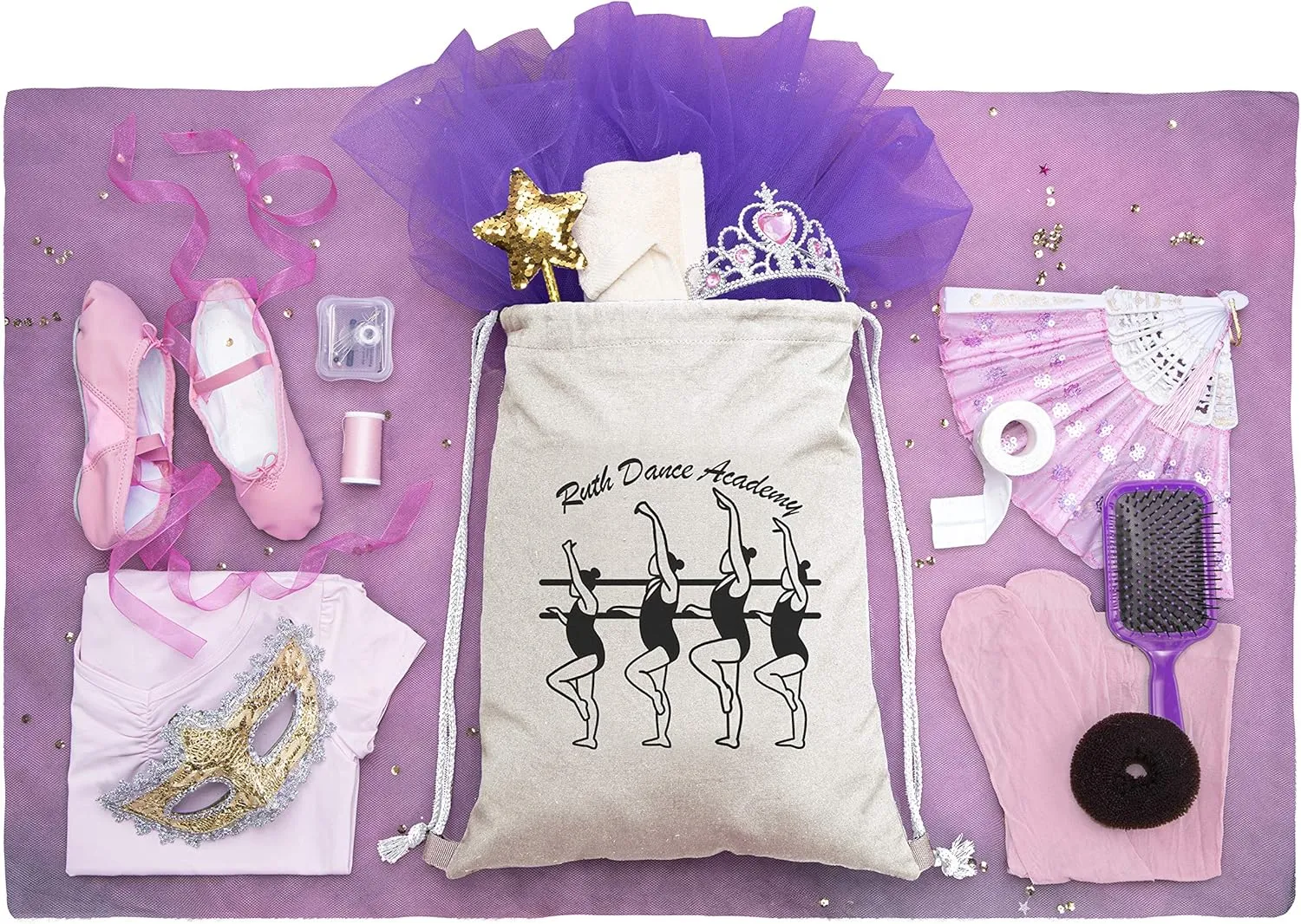 Custom Cotton Dance Bag | Personalized Ballerinas Barre Bag | Dance Cinch Bag