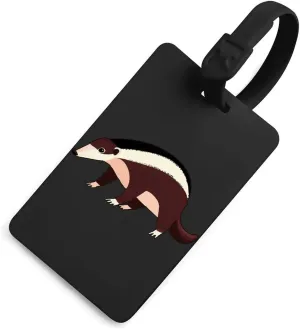 Cute Anteater Travel Luggage Tags Suitcase Labels Baggage Identifiers Luggages ID Holder Black-Style