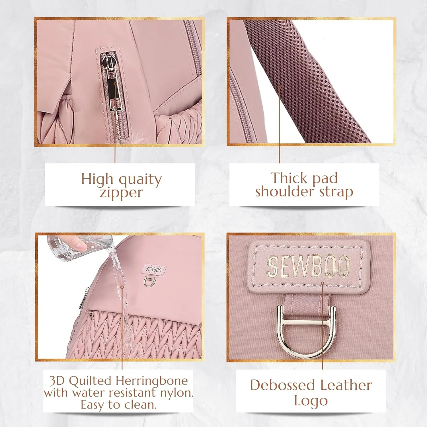 Diaper Bag,Newborn Baby Backpack,Waterproof and Stylish Travel Back Pack with Changing Pad for Women and Girls (Dusty Rose)