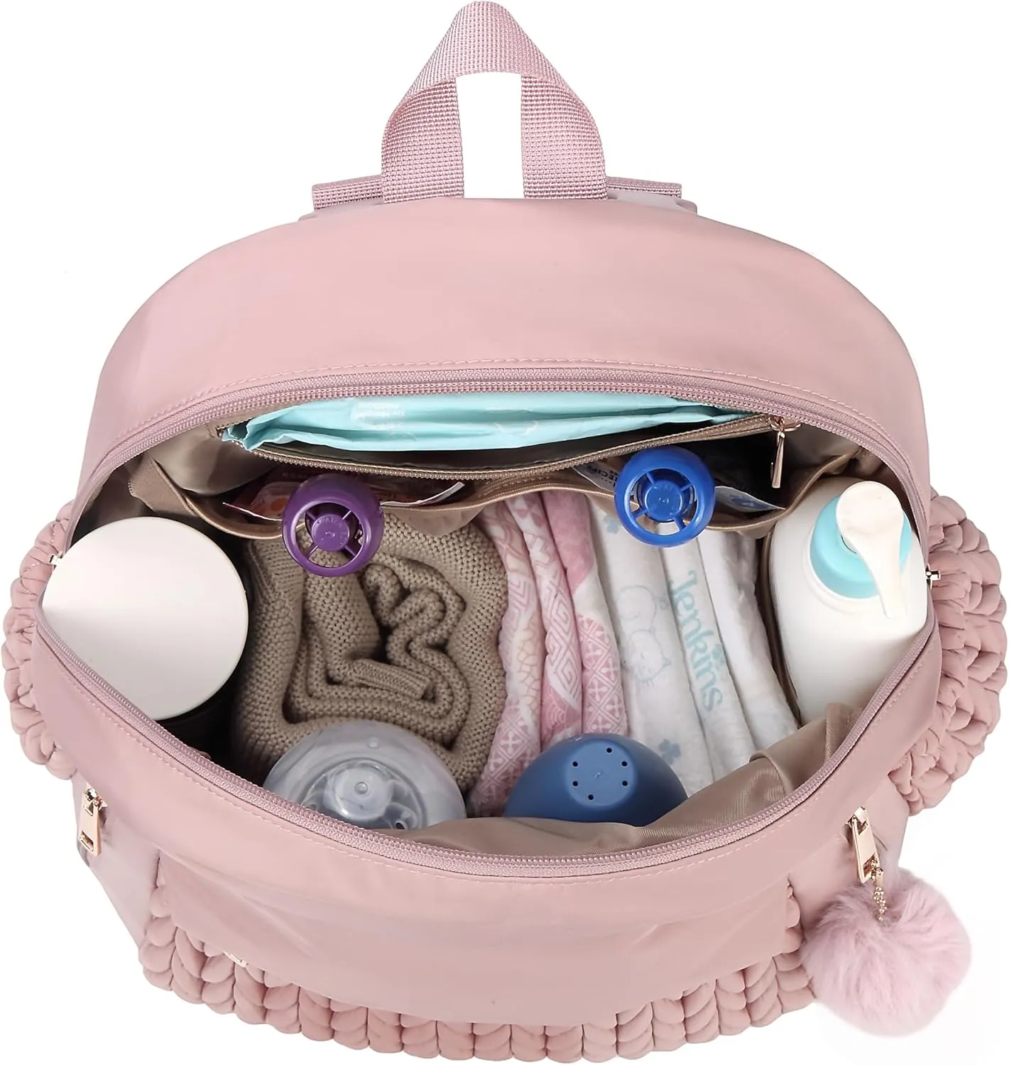Diaper Bag,Newborn Baby Backpack,Waterproof and Stylish Travel Back Pack with Changing Pad for Women and Girls (Dusty Rose)