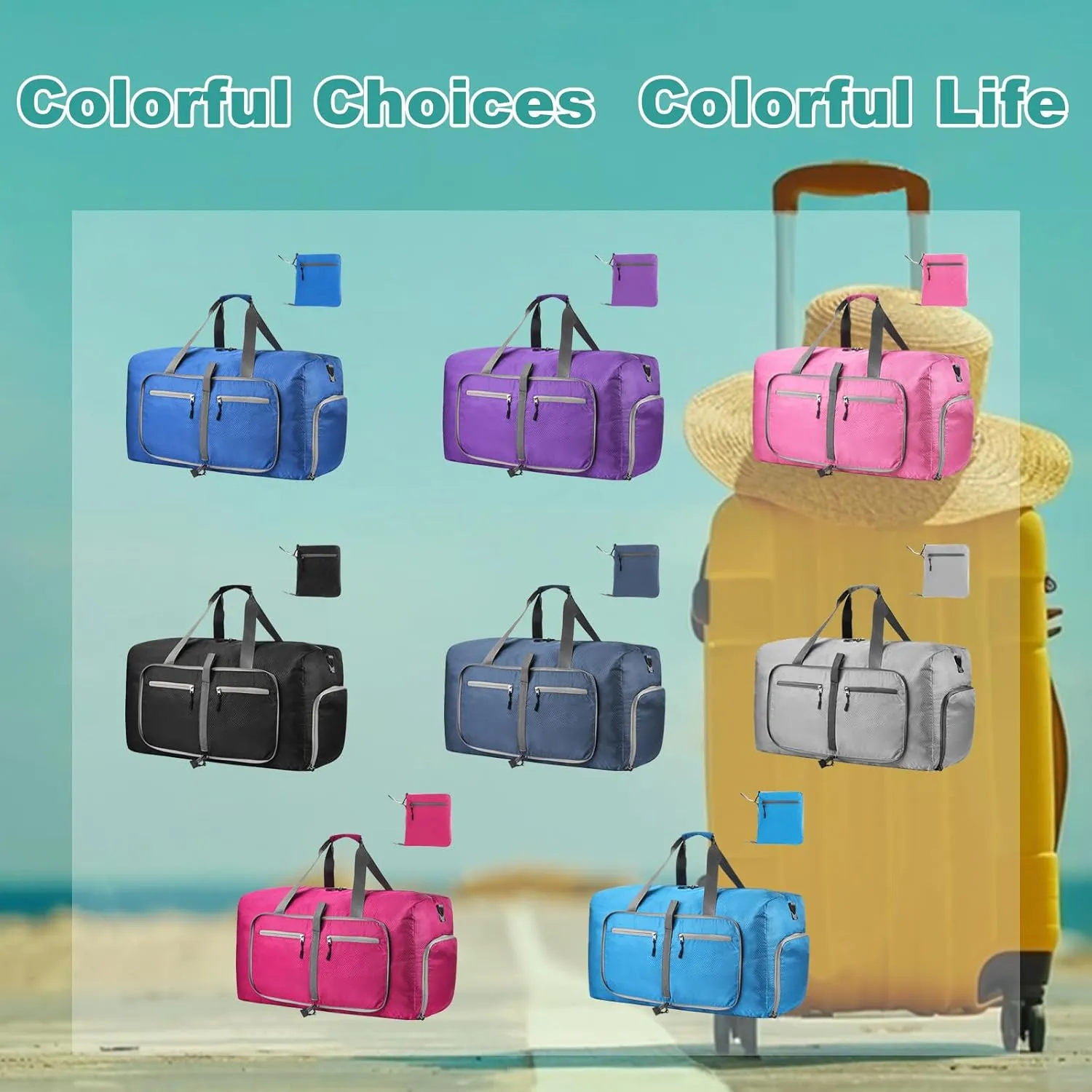 Dimayar 85L Travel Duffle Bag for Men Women - Foldable Duffel Bag with Shoes Compartment - Overnight Bags Waterproof & Tear Resistant(Pink)