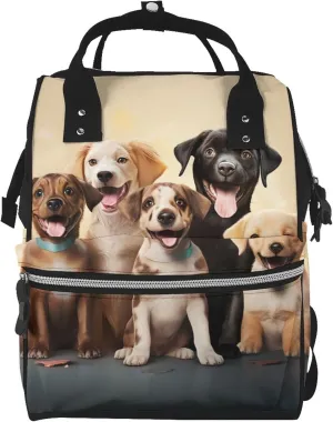 Dogs Happy Party Diaper Bag Backpack for Women Waterproof Mummy Backpack Large Nappy Bag Nursing Bag
