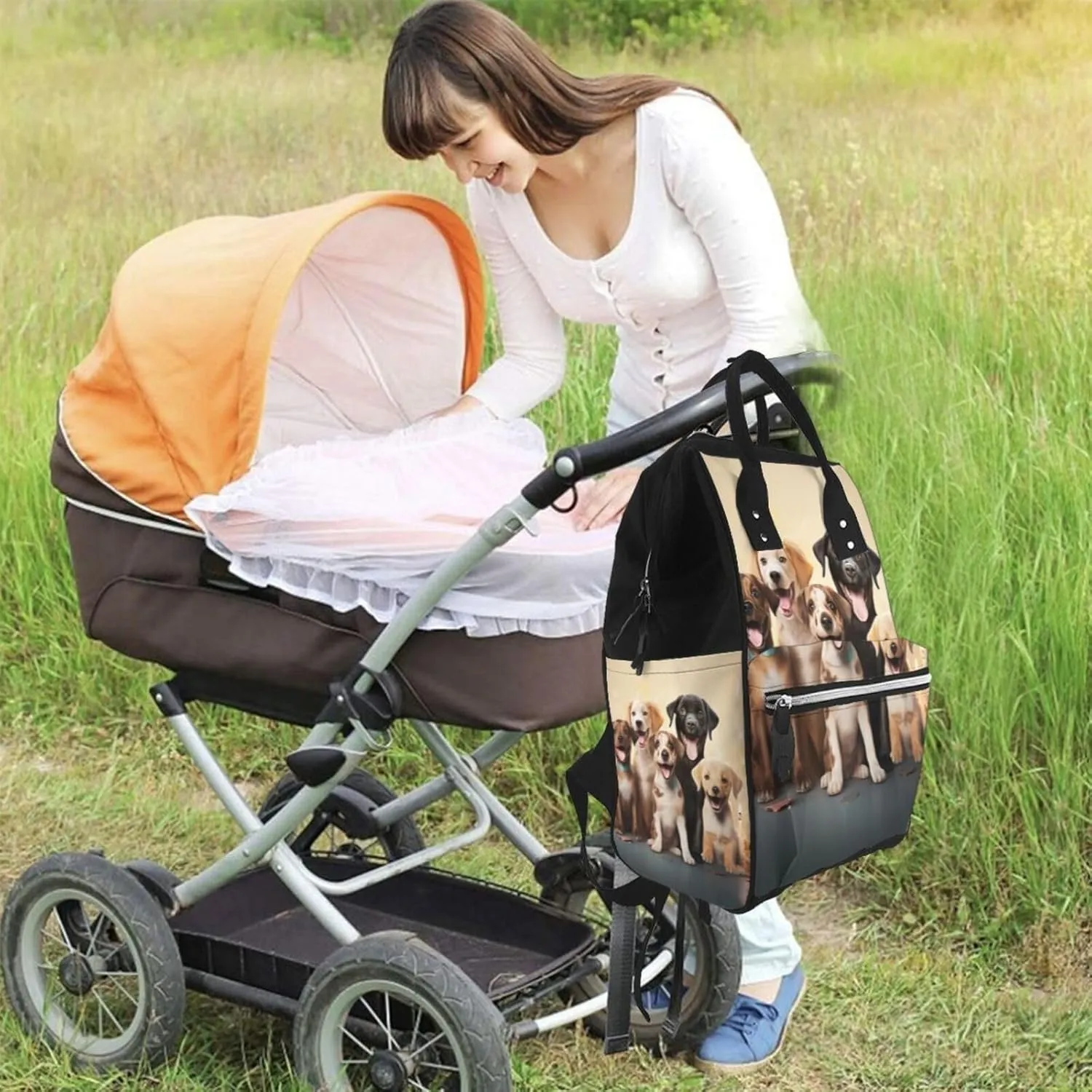 Dogs Happy Party Diaper Bag Backpack for Women Waterproof Mummy Backpack Large Nappy Bag Nursing Bag