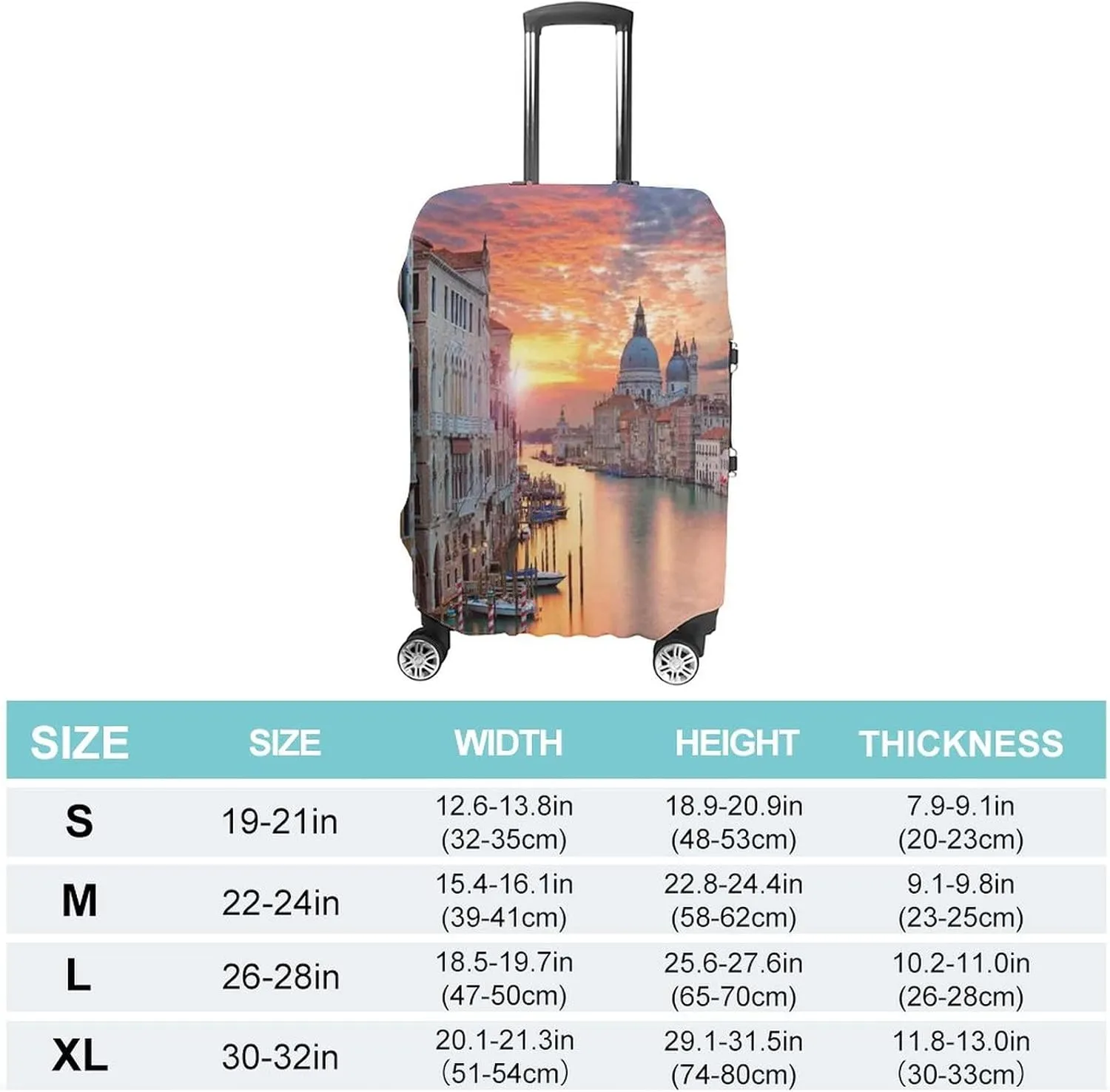 Double-sided Printed Luggage Cover, Cityscape Elastic Travel Luggage Cover, Grand Canal in Venice Horizon European Town International, Fits 19-21 Inch Luggage, Great For Vacation Travel, Multi