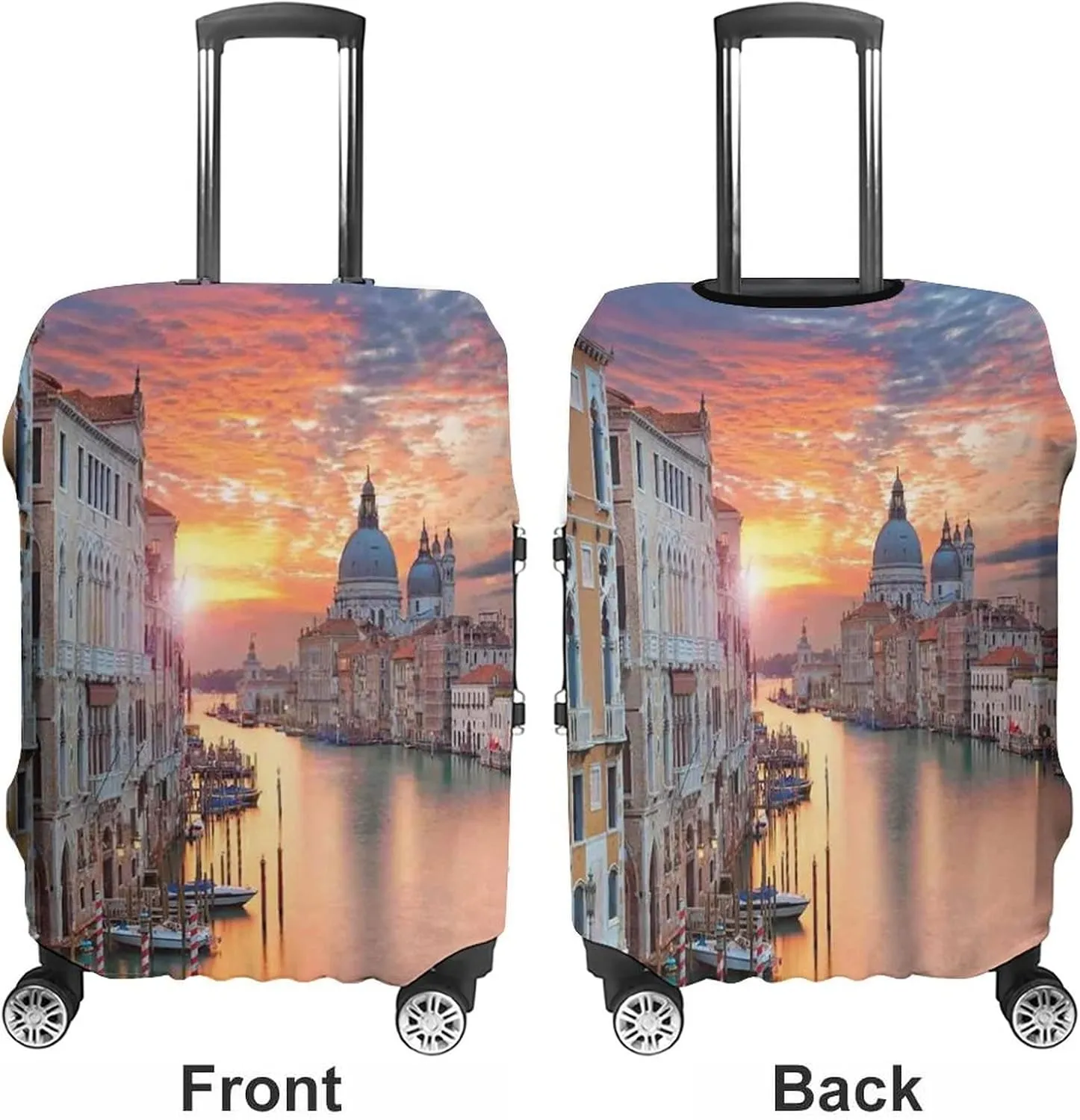 Double-sided Printed Luggage Cover, Cityscape Elastic Travel Luggage Cover, Grand Canal in Venice Horizon European Town International, Fits 19-21 Inch Luggage, Great For Vacation Travel, Multi