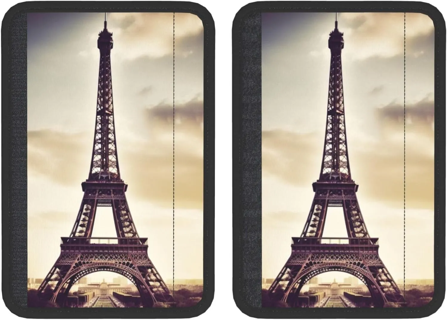 Eiffel Tower Love Paris Car Seat Belt Pad 2 Pack Universal Fit Seatbelt Cover Soft and Comfortable Backpack Shoulder Pad Adjustable Neck Cushion Protector Harness Pad for Car Bag