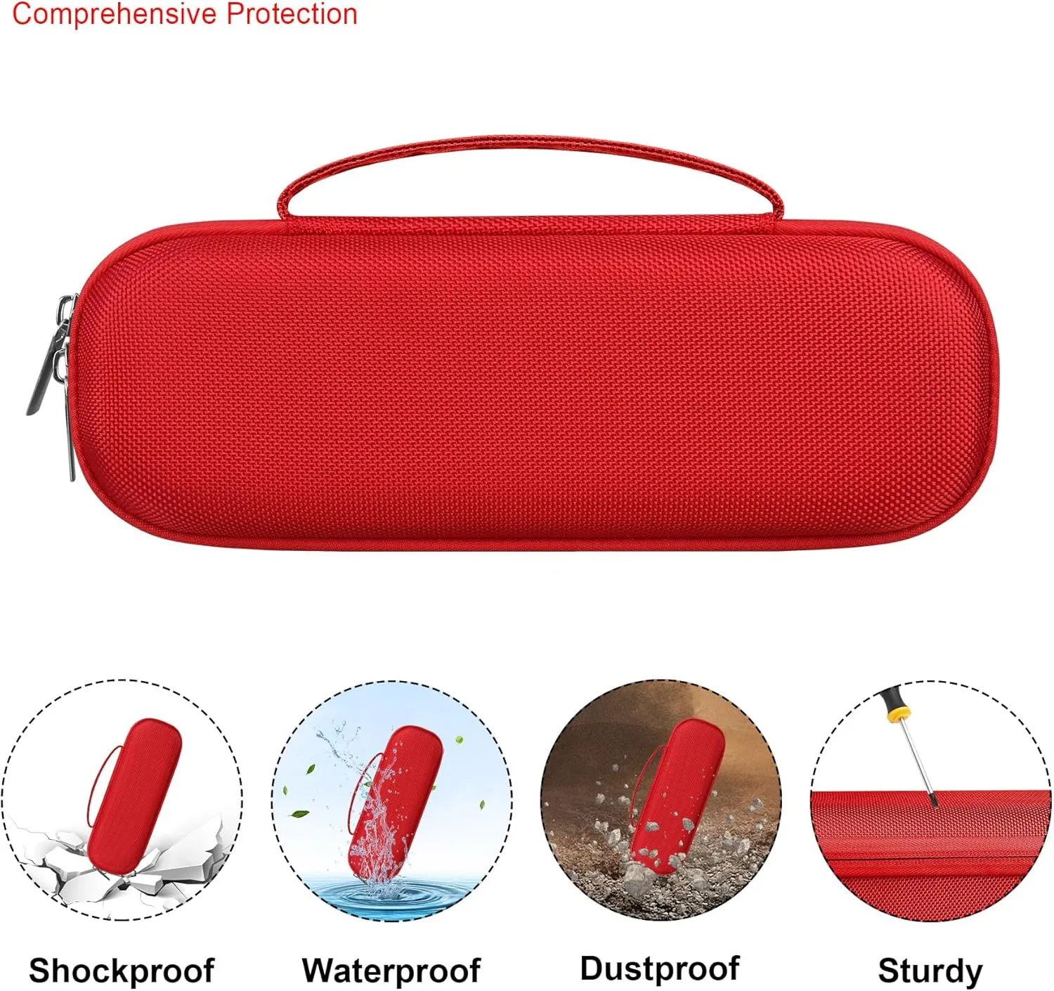 Elonbo Carrying Case ​for Beats Pill (2024 Release)-Portable Bluetooth Speaker, Beats Pill Speaker Travel Bag Storage Holder, Mesh Pocket Fits Charger, Red
