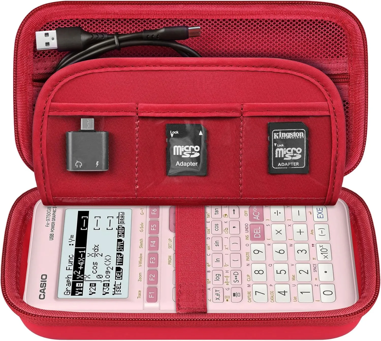 Elonbo Carrying Case for Casio fx-CG50 PRIZM/Casio fx-9750GIII Color Graphing Calculator/ 991ES Plus/ 991CW/ 115ES Plus/ 300ES/ 300MS Standard Advanced Scientific Calculator, Red